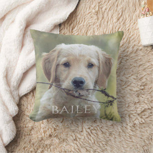 Modern Dog Personalized 2 Photo Throw Pillow