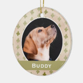 Modern Dog Pet Photo Floral Pattern Christmas Ceramic Ornament | Zazzle