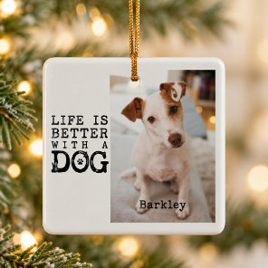 Modern Dog Pet Quote Photo Template Ceramic Ornament