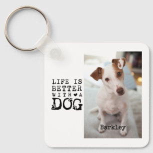 Modern Dog Pet Quote Photo Template Keychain
