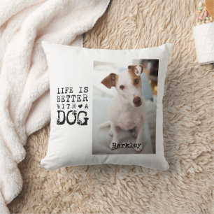 Modern Dog Pet Quote Photo Template Throw Pillow
