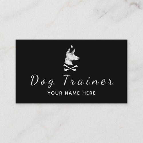 Modern Dog Pet Trainer Black  White Social Media  Business Card