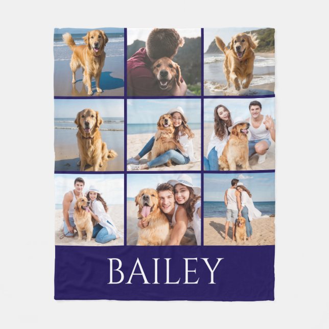  Modern Dog Photo Collage Personalized   Fleece Blanket (Front)