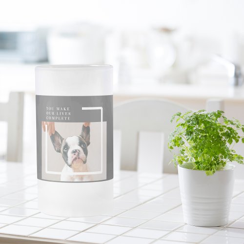 Modern Dog Photo  Dog Quote  Frosted Glass Beer Mug