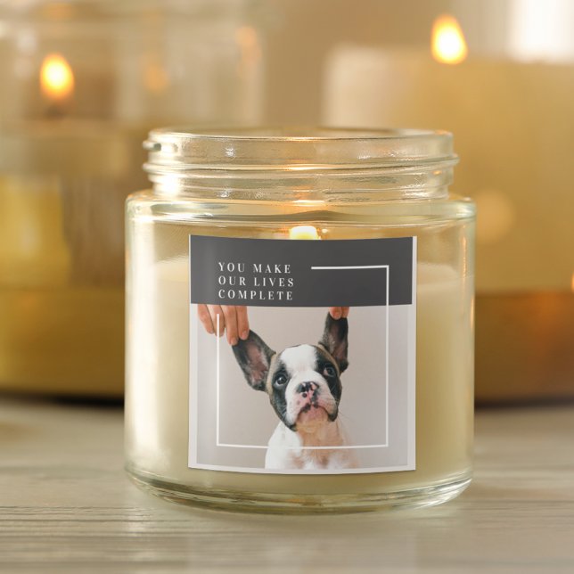 Modern Dog Photo | Dog Quote  Square Sticker (Creator Uploaded)