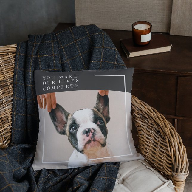 Modern Dog Photo | Dog Quote  Throw Pillow (Creator Uploaded)