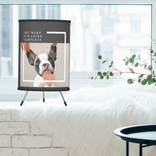 Modern Dog Photo  Dog Quote  Tripod Lamp