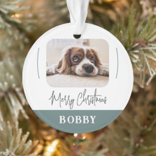 Modern Dog Photo Minimalist Merry Christmas Ornament