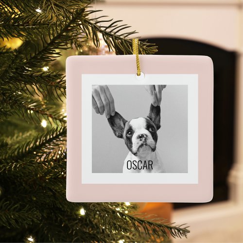 Modern Dog Photo Pink Simple Lovely Gift   Ceramic Ornament