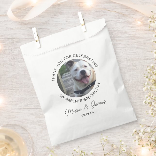Modern Dog Photo Wedding Favor Bag (Clipped)