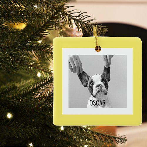 Modern Dog Photo Yellow Simple Lovely Gift Ceramic Ornament
