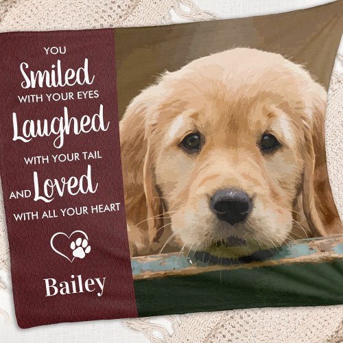 Modern Dog Remembrance Photo Pet Memorial Fleece Blanket