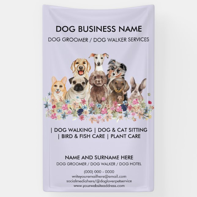 Modern Dog Salon Banner (Vertical)