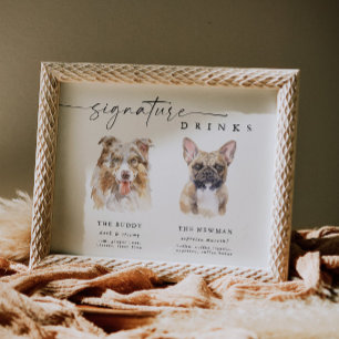 Modern Dog Signature Drinks Wedding Pet Bar Sign