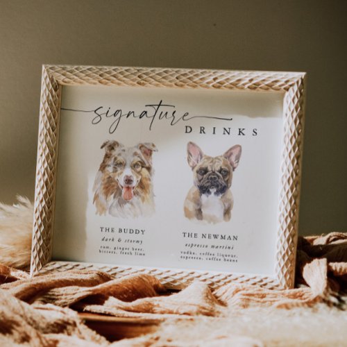 Modern Dog Signature Drinks Wedding Pet Bar Sign