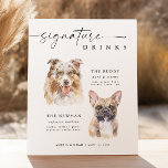 Modern Dog Signature Drinks Wedding Pet Bar Sign<br><div class="desc">CHOOSE YOUR DOGS // DOGS INCLUDED: akita, Australian Shepard, beagle, Bernese mountain dog, Bichon Frise, bull terrier, cavapoo, Chihuahua, corgi, dachshund (long hair), doberman pincher, French bulldog, golden retriever, husky, mutt, king charles spaniel, pug, rottweiler, Samoyed, Shih Tzu. // HOW IT WORKS: under "personalize this template" there will be an...</div>