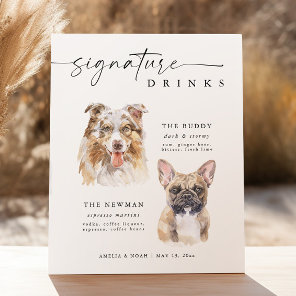 Modern Dog Signature Drinks Wedding Pet Bar Sign