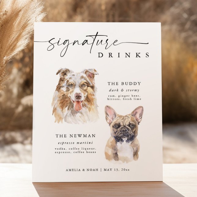 Modern Dog Signature Drinks Wedding Pet Bar Sign (Creator Uploaded)