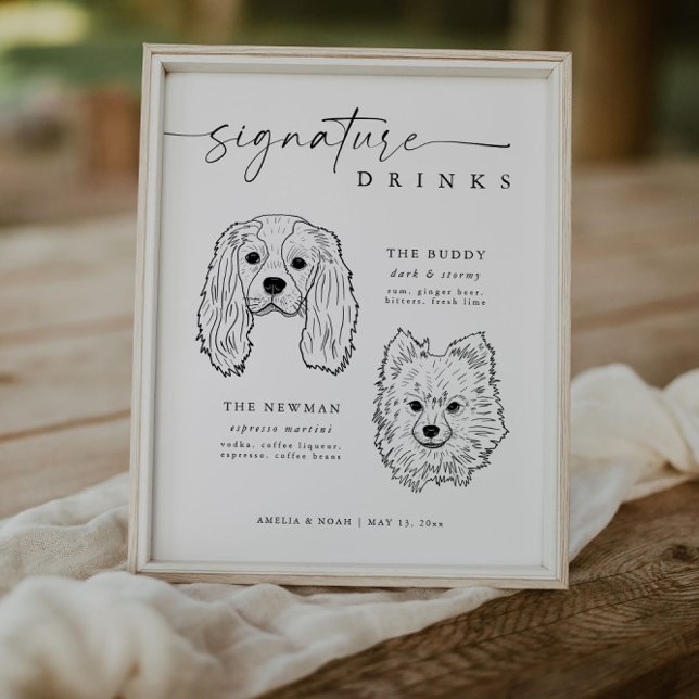 Modern Dog Signature Drinks Wedding Pet Bar Sign (Creator Uploaded)