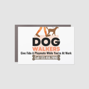 Modern Dog Walker Bone Pet Sitter Car Magnet