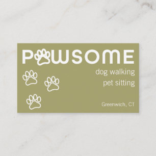 Modern Dog Walker Pet Sitter Pawsome Soft Green Business Card