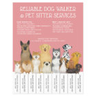 Modern Dog Walker Pet Sitter Pink Simple Strip
