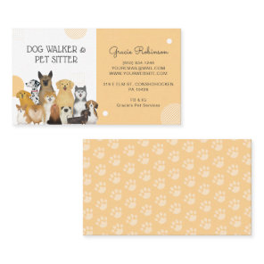Modern Dog Walker Pet Sitter Watercolor Yellow Business Card