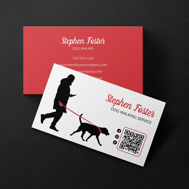 Modern Dog Walker Pet Sitting Dog Walking Service Business Card (Creator Uploaded)