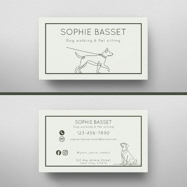 Modern Dog Walking, Pet Sitting Minimalist Business Card (Creator Uploaded)