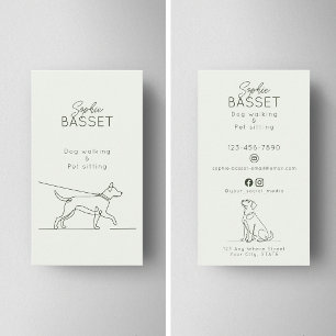 Modern Dog Walking, Pet Sitting Minimalist Business Card