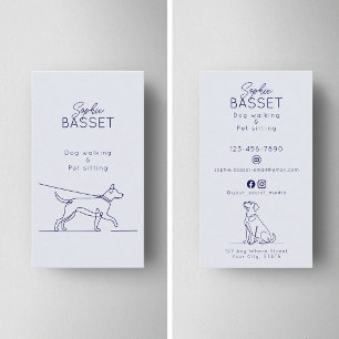 Modern Dog Walking, Pet Sitting Minimalist Business Card
