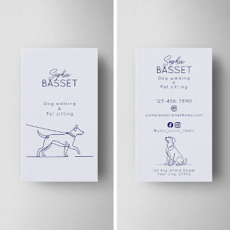 Modern Dog Walking, Pet Sitting Minimalist Business Card