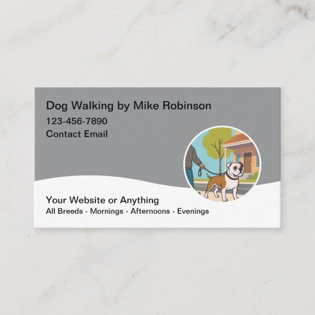 Modern Dog Walking Services Business Cards (Front)