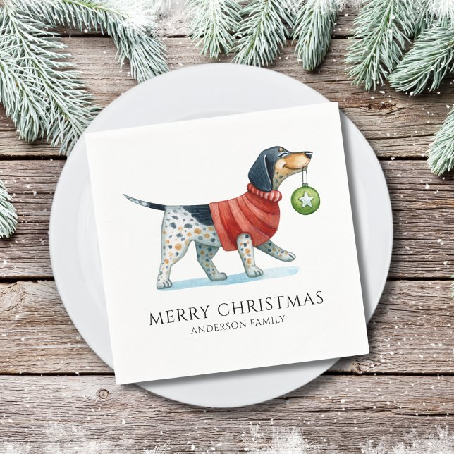 Modern Dog Watercolor Christmas Napkins (Creator Uploaded)