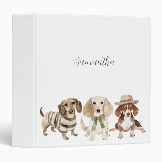 Modern Dog Watercolor Personalized 3 Ring Binder (Front/Spine)