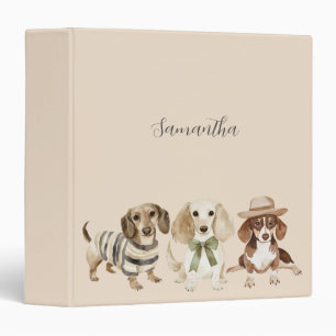 Modern Dog Watercolor Personalized 3 Ring Binder