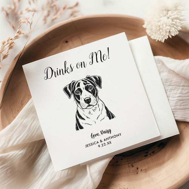 Modern Dog Wedding Cocktail Napkins (Creator Uploaded)