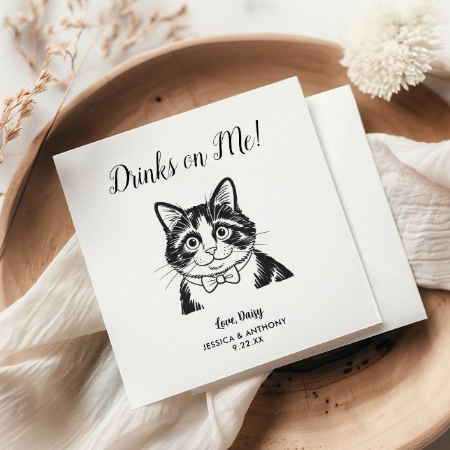 Modern Dog Wedding Cocktail Napkins  (Creator Uploaded)