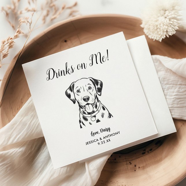 Modern Dog Wedding Cocktail Napkins  (Creator Uploaded)
