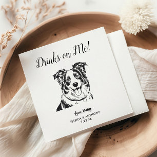 Modern Dog Wedding Cocktail Napkins 