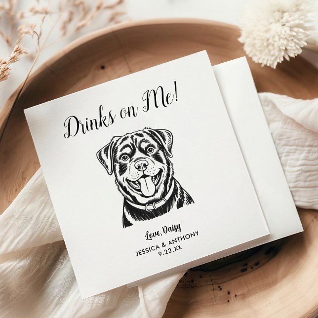 Modern Dog Wedding Cocktail Napkins  (Creator Uploaded)