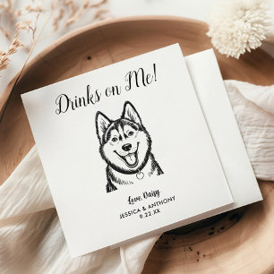 Modern Dog Wedding Cocktail Napkins 