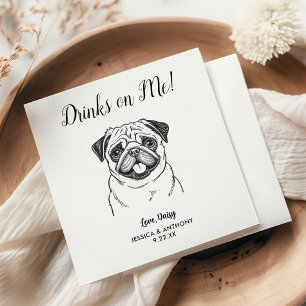 Modern Dog Wedding Cocktail Napkins 