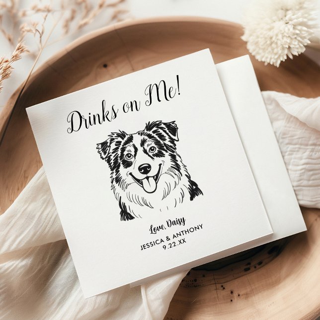 Modern Dog Wedding Cocktail Napkins  (Creator Uploaded)