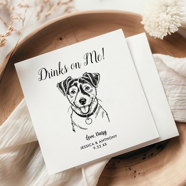 Modern Dog Wedding Cocktail Napkins  (Creator Uploaded)