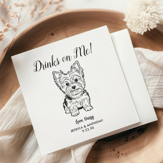 Modern Dog Wedding Cocktail Napkins 