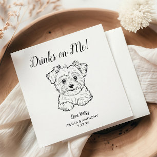 Modern Dog Wedding Cocktail Napkins 