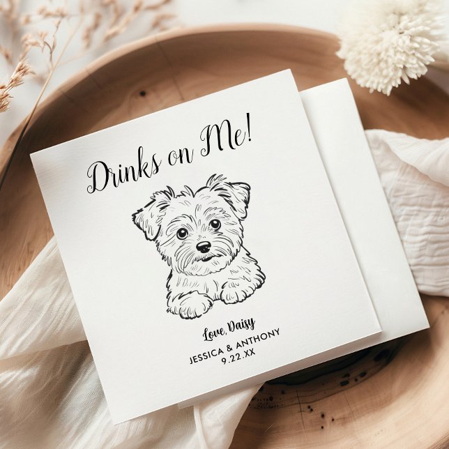 Modern Dog Wedding Cocktail Napkins  (Creator Uploaded)