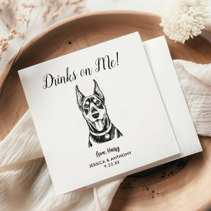 Modern Dog Wedding Cocktail Napkins 