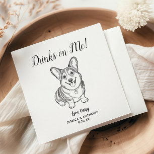 Modern Dog Wedding Cocktail Napkins